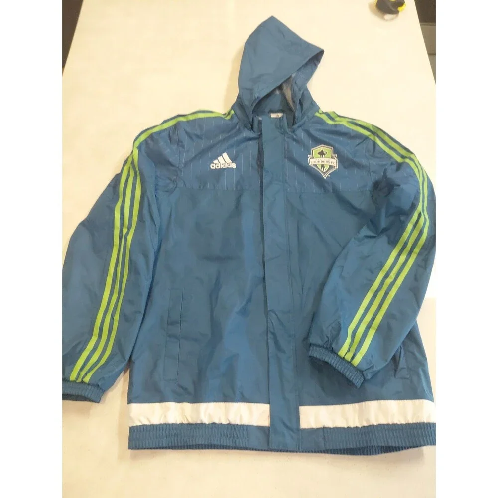 Seattle Sounders Hooded Rain Jacket Windbreaker Adidas Xbox Men's Large